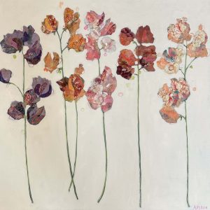 Cut Sweet Peas on canvas 76 x 76 cm