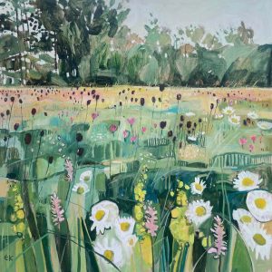 Cotswold Meadow oil on canvas 76 x 76 cm by Elaine Kazimierczuk