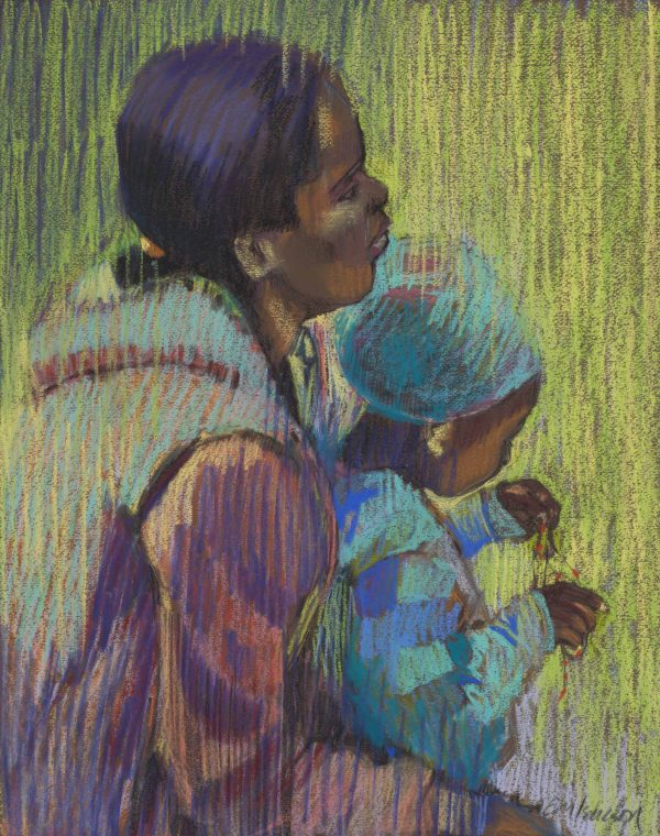 Young Mother and Child 56x44cm by Em Isaacson