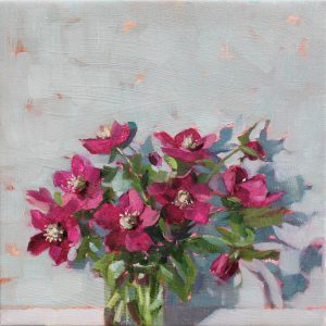 Early Hellebores - oil on linen - 30 x 30 cm