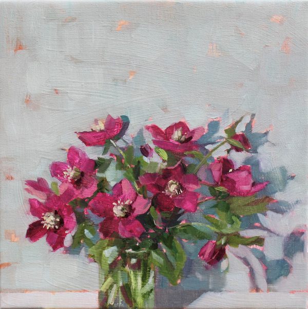 Early Hellebores - oil on linen - 30 x 30 cm