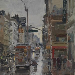 Setting Up the Street Stall Lafayette and Canal Street New York 41 x 30 cm