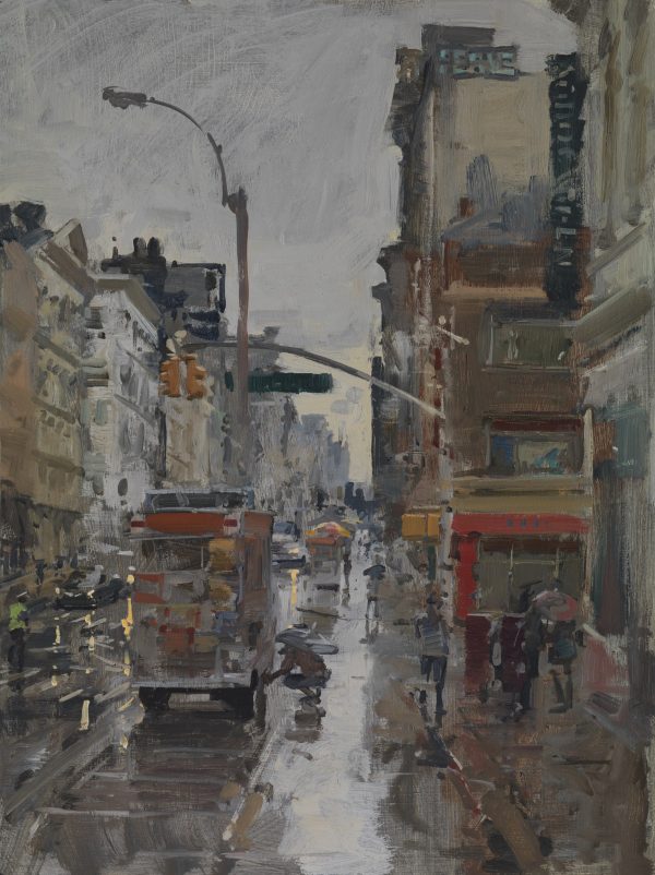 Setting Up the Street Stall Lafayette and Canal Street New York 41 x 30 cm