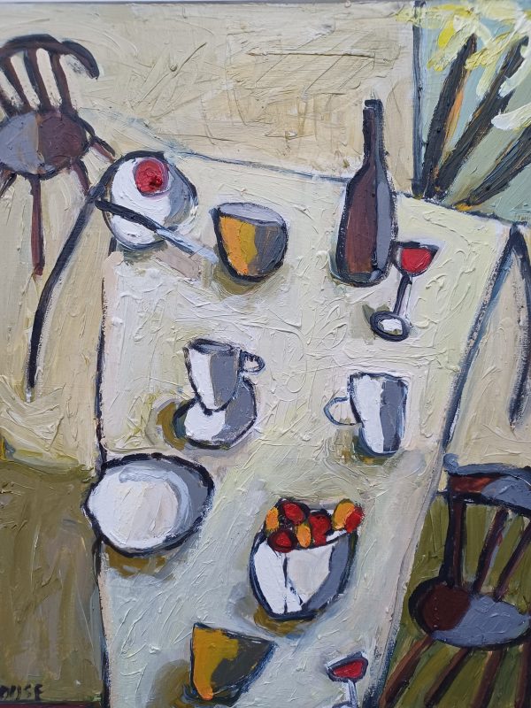 Table with Peaches and Wine by Annie Rouse