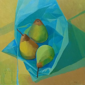 Pears and Blue Paper Bag